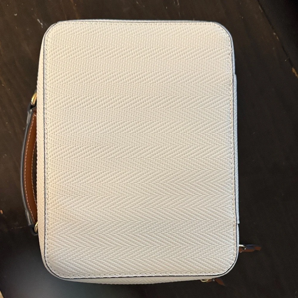 White and Brown Zippered Pouch Set
